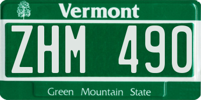 VT license plate ZHM490