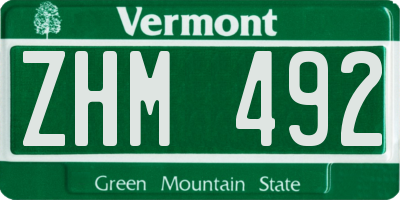 VT license plate ZHM492