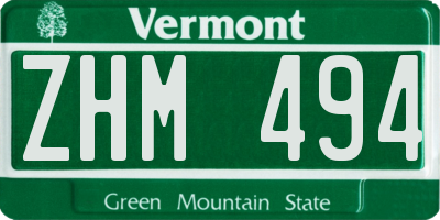 VT license plate ZHM494