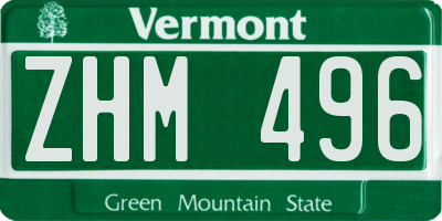 VT license plate ZHM496