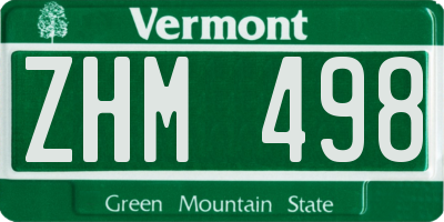 VT license plate ZHM498