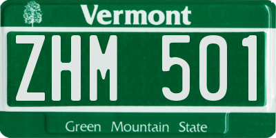 VT license plate ZHM501