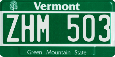 VT license plate ZHM503