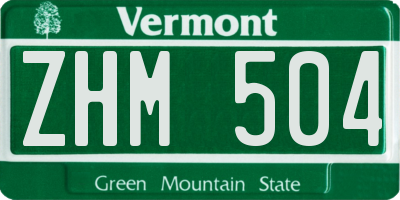 VT license plate ZHM504