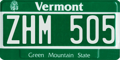 VT license plate ZHM505