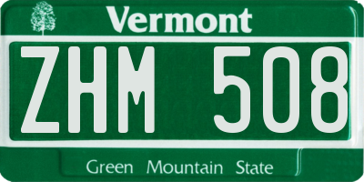 VT license plate ZHM508