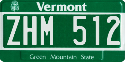 VT license plate ZHM512