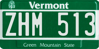 VT license plate ZHM513