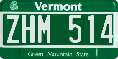 VT license plate ZHM514