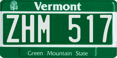 VT license plate ZHM517