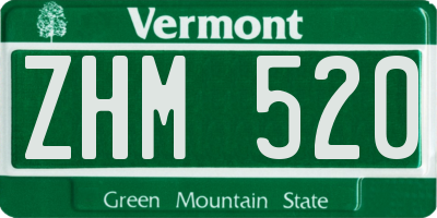 VT license plate ZHM520