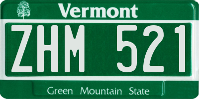 VT license plate ZHM521
