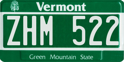 VT license plate ZHM522