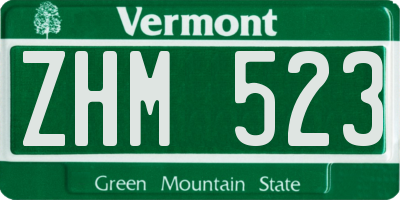VT license plate ZHM523