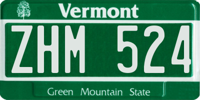 VT license plate ZHM524