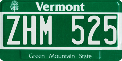 VT license plate ZHM525