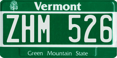 VT license plate ZHM526
