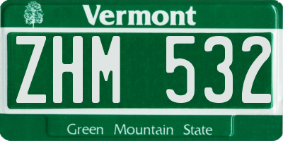 VT license plate ZHM532
