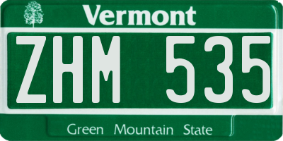 VT license plate ZHM535