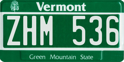 VT license plate ZHM536
