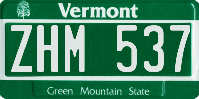 VT license plate ZHM537