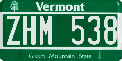 VT license plate ZHM538