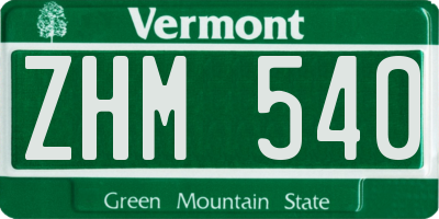 VT license plate ZHM540