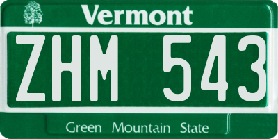 VT license plate ZHM543