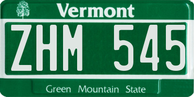 VT license plate ZHM545