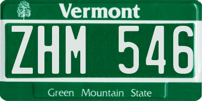 VT license plate ZHM546