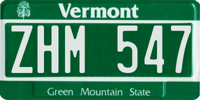 VT license plate ZHM547