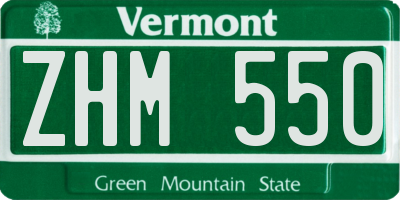 VT license plate ZHM550