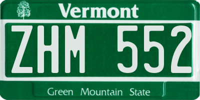 VT license plate ZHM552