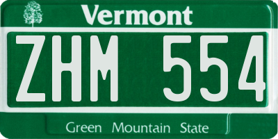 VT license plate ZHM554