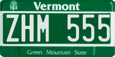 VT license plate ZHM555