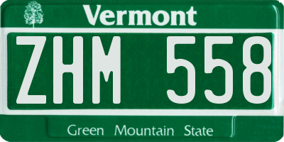 VT license plate ZHM558
