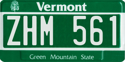 VT license plate ZHM561