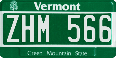 VT license plate ZHM566