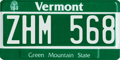 VT license plate ZHM568
