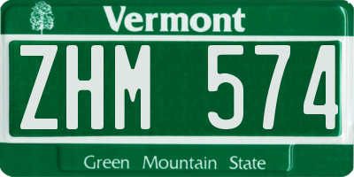 VT license plate ZHM574