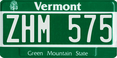 VT license plate ZHM575