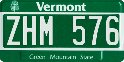 VT license plate ZHM576