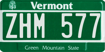 VT license plate ZHM577