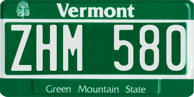 VT license plate ZHM580