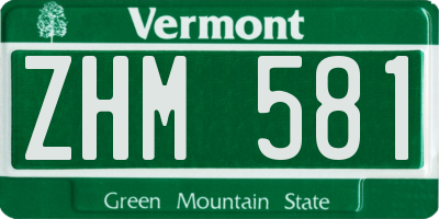 VT license plate ZHM581