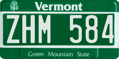 VT license plate ZHM584