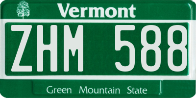 VT license plate ZHM588