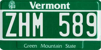 VT license plate ZHM589