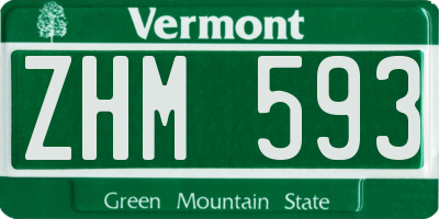 VT license plate ZHM593