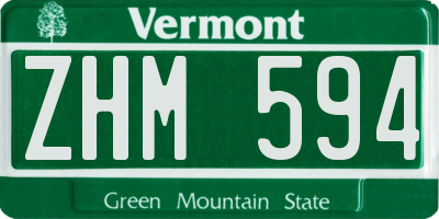 VT license plate ZHM594